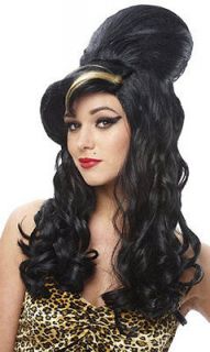 Amy Winehouse Black Wig Womens Costume Long