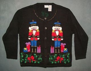   CHRISTMAS SWEATER PARTY Womens BOBBIE BROOKS Toy Soldier Cardigan L