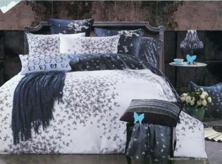   Blue Butterflies Cotton Bedding Bed Set Duvet Quilt King Size Bedset