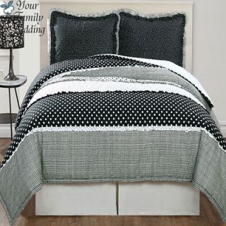 Black White Polka Dot Girl Children Teen Comforter Bedding Set Twin 