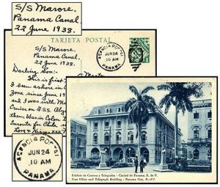 PANAMA PSC POST OFFICE EARLY USE JUNE 1938 BLUE VIEW 3