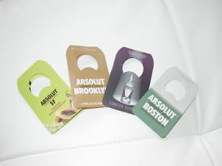 ABSOLUT VODKA COLLECTION OF 4 CITY BOTTLE NECK TAGS   SF BROOKLYN 