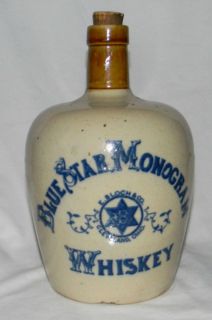  10 Blue Star Monogram Whiskey E. Bloch & Co. Cleveland, Oh handled jug