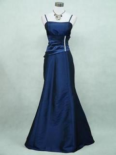 Cherlone Satin Dark Blue Sparkle Long Prom Ball Gown Party Evening 