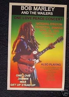 Bob Marley poster 1978 One Love Tour Kingston Jamaica