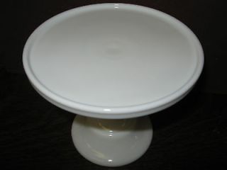 White Milk Glass cake serving stand / plate platter pedistal raised 