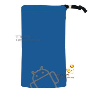 Blue Android Velvet Pouch Bag Case For Sony Xperia Arc S neo ZTE V880E 