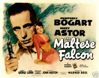 THE MALTESE FALCON LOBBY TITLE CARD POSTER 1941 BOGART