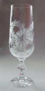 Fluted Champagne Bohemia Crystal Flower Etch on Claudia