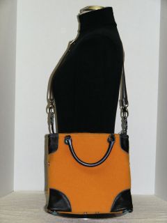 GABS Italy Apricot Wool & Leather Convertable Crossbody Handbag Bag 