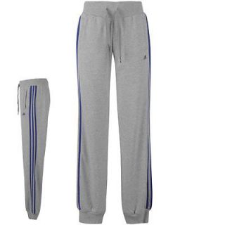 Adidas Womens ClimaLite Grey 3 Stripe Tracksuit Pants Jogging Bottoms