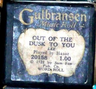 GULBRANSEN #20158 OUT OF THE DUSK TO YOU Hand Played Hanse Player 