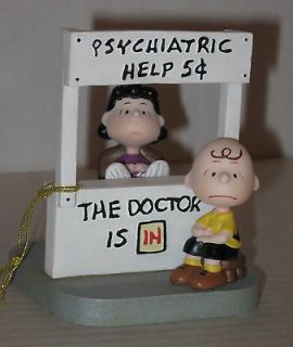 Lucy & Charlie Brown Psychiatric Booth Figurine Resin   MIB Approx 4