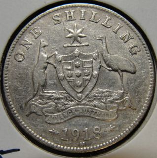 1918 M Australia 1 One Shilling Sterling Silver