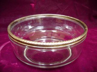 BORMIOLI ROCCO ITALIAN Glass Bowl With Silver PLated Rope Trim Retired 