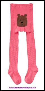 Baby Gap NWT Sugar Coral Pink CABLE BEAR BOTTOM DRESS TIGHTS 3 6 12 24 