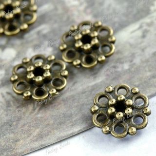   Cheap vintage Antique Brass Flower Spacers Beads fit bracelet TS5018