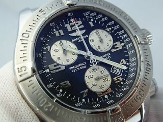 BREITLING EMERGENCY MISSION BLACK STAINLESS STEEL CHRONO A73322 100% 