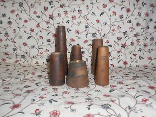   of Hand Turned Wood Wooden Candle Holders 1800s Brass Inserts
