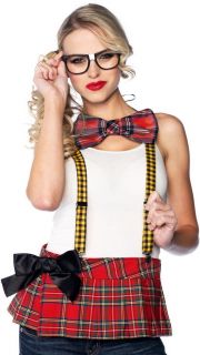 Sexy Nerd Kit Suspenders Bow Tie Glasses Halloween Costume Kit 