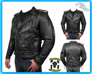 Mens Soft Supple Aniline Cowhide Leather Brando Jacket