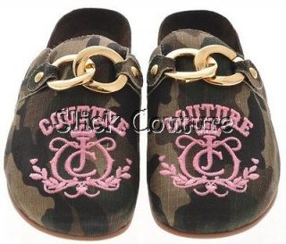 Juicy Couture Shoes Clog Mules Brook Slide Camo Pink Embroidery Logo 