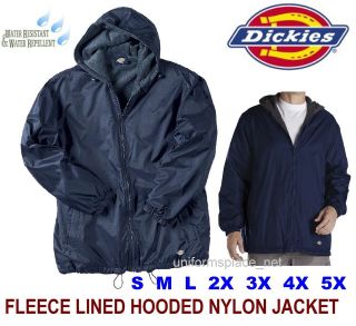 Mens DICKIES Fleece lined Hooded Nylon Jacket S 5X NAVY