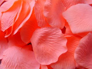 100 FLUORESCENT(VE​RY BRIGHT) CORAL PEACH QUALITY SILK ROSE PETALS 