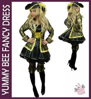   Dress Gold Black Costume Ladies Outfit Captain Buccaneer Sword Sexy
