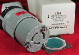 7314C Arrow Hart Locking plug Connector Fem 20a 125/250v 3p 3w grd 