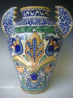 HUGE vintage Mexican Puebla Talavera ceramic vase by URIARTE 15 tall