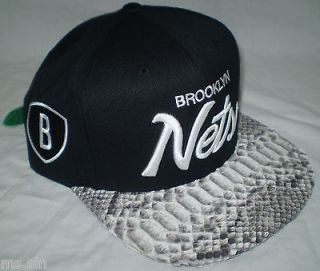 Custom Snapback Mitchell Ness Brooklyn Nets Natural Snakeskin Green 