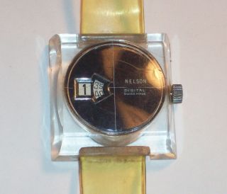 Vintage NELSON Digital Buler Watch Co. Wristwatch 1 Jewel Retro Lucite 