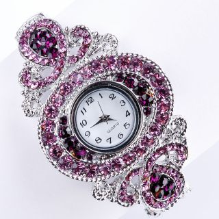 Ladys Elegant Protective color/Swarovski Crystal bracelet Watchs