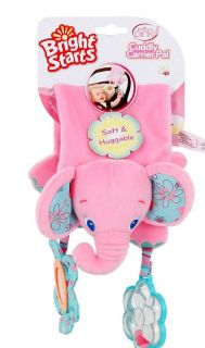 BRIGHT STARTS Pink, Soft Cuddly PALS TOY with 2 dangling Toys for Car 