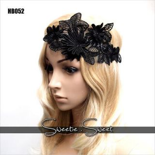 Celeb Black Flower Lace Hair Band Headband Fancy Fascinator Headpiece