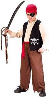 Boys Pirate Costume Ship Captain Buccaneer Caribbean Outfit Sailor 