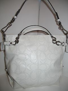 NWT COACH PERFORATED LEATHER BROOKE White Bag 16908