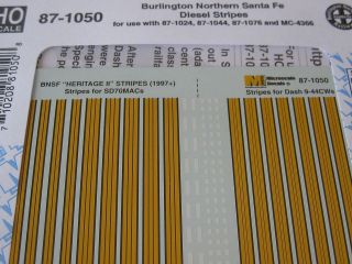 Microscale Decals Stock #87 1050 Burlington Northern Santa Fe Diesel 