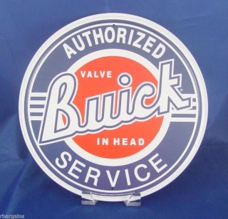 BUICK AUTHORIZED SERVICE VALVE IN HEAD LOGO Metal Tin Sign Vintage 