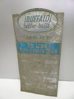 Vintage Metal Buffalo Better Built Soda Acid Fire Extinguisher Badge 