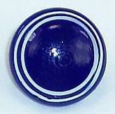 Antique Charmstring Glass Button Opaque Navy Blue w/2 Milk White 