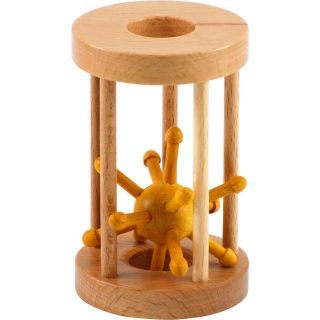 Hryahlavolamy Hedgehog in a Cage   Yellow wood puzzle (difficulty 8 of 