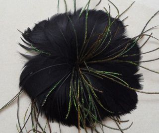 feather Fascinator Hairs Flower brooch hair clip pin include BLACK
