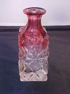 Victorian Cut Glass Perfume Scent Bottle Cranberry & Clear Antique