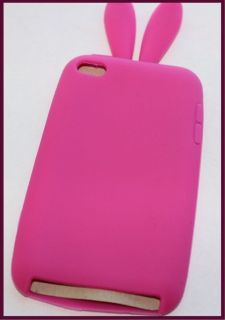 Hot Pink Bunny Rabbit Ear Soft Rubber Gummy Case Cover for iPod Touch 