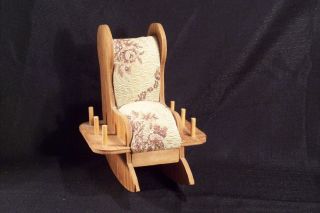   Novelty Rocking Chair Pin Cushion~Thread & Scissor Holder~Maker Signed