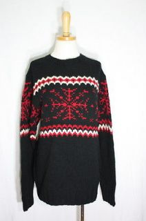 NEW NWT J. CREW HAND KNIT LAMBSWOOL BLACK RED WHITE COWICHAN SKI 