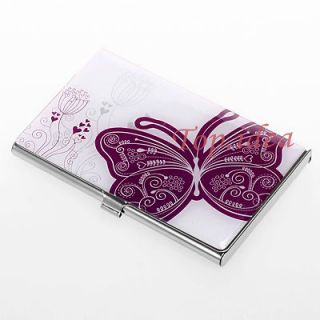 NEW PURPLE WHT BUTTERFLY CHINAWIND GLUE SILVER BUSINESS CREDIT CARD 