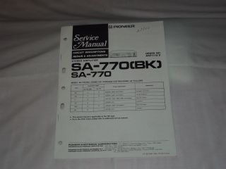 Pioneer SA 770 (BK) SA 770 Stereo Amplifier Original Service Manual 